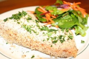 clean eating recipe, almond crusted salmon